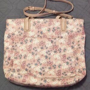 Women's LC Lauren Conrad Tan Floral Cross Body Hand Bag Purse Adjustable Strap